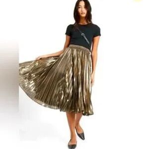 J. Crew Metallic Gold A-Line Skirt